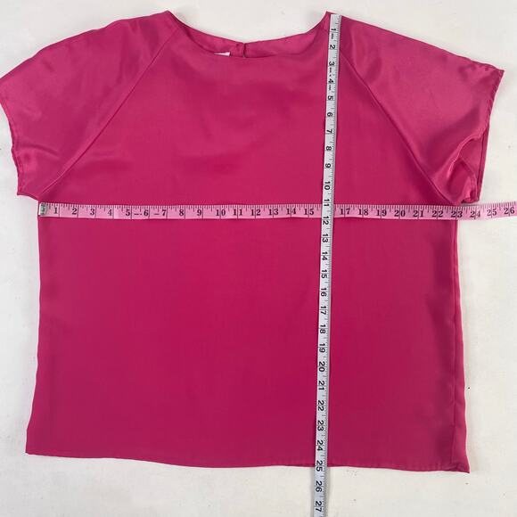 Vintage Hot Pink Mid Century Boxy Drapey Dropped Shoulder Blouse Sz XL - Picture 3 of 7